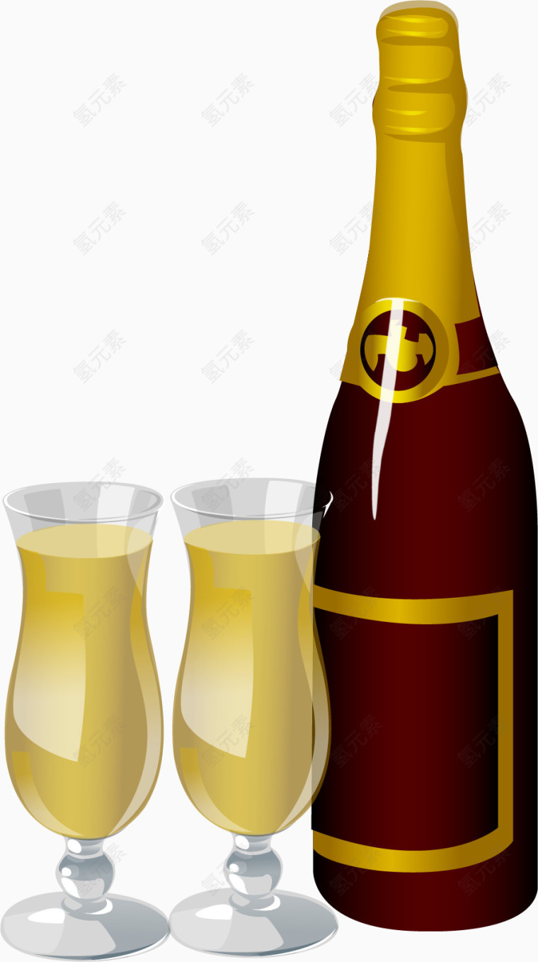 矢量酒杯酒瓶