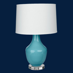 蓝色玻璃瓷器底座简约装饰台灯