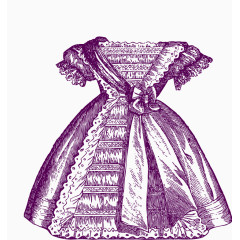 精细线描手绘复古连衣裙