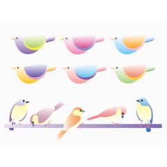 小清新卡通装饰一群鸟