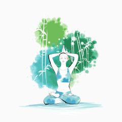 手绘练瑜伽的美女