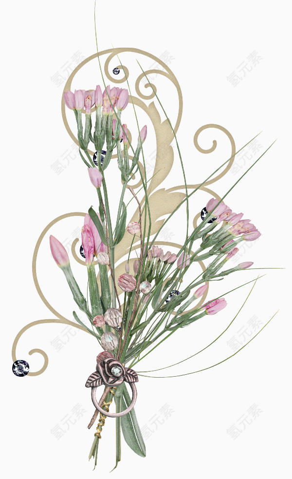 手绘花草素材花草画