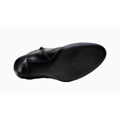 黑色高跟拉链短靴底视图