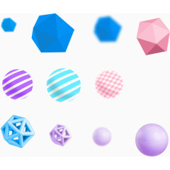 漂浮的各种立体图形