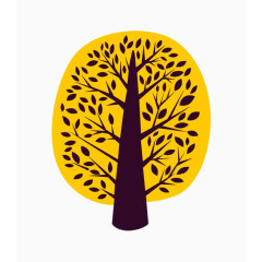 黄色树冠卡通大树中秋