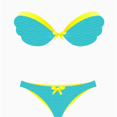 矢量手绘蓝色比基尼