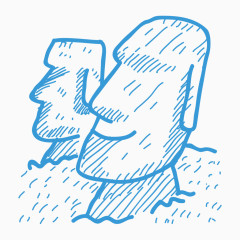 卡通线描非洲建筑群