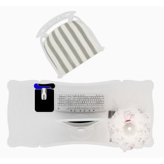 彩平图办公室白色桌椅办公桌