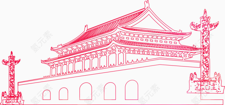 矢量10.1国旗天安门