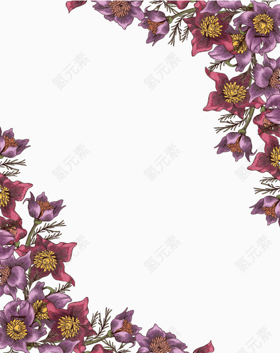 手绘鲜花边框装饰素材