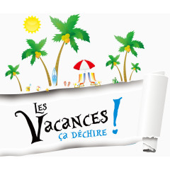 夏日海边度假撕纸标签