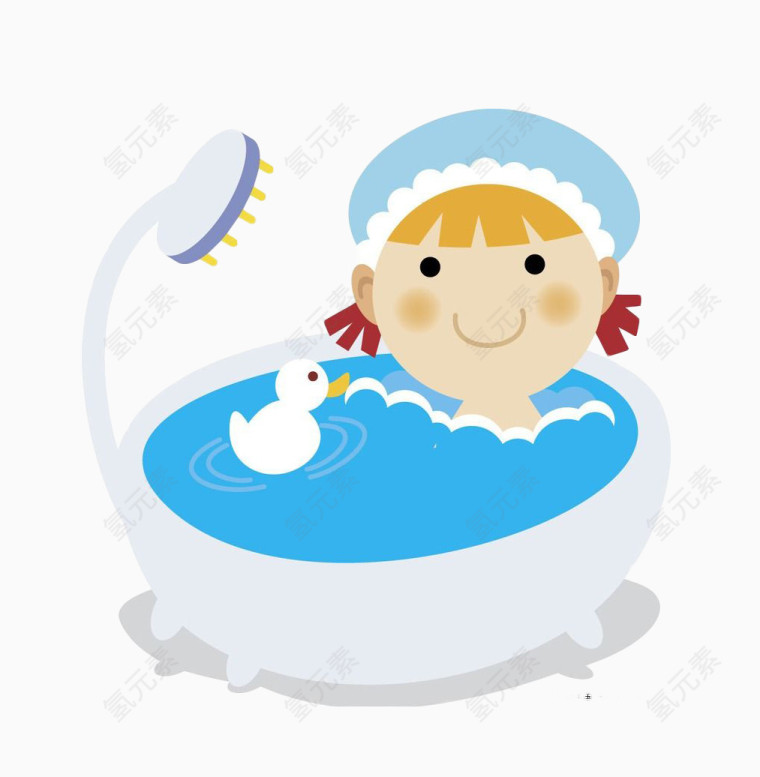 蓝色手绘卡通素材