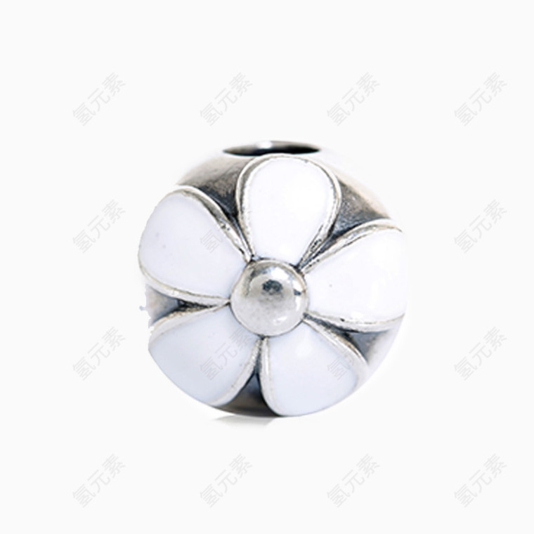 潘多拉白色雏菊固定扣串珠二