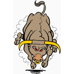 卡通生气奔跑公牛