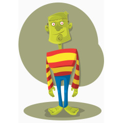 卡通手绘万圣节绿色怪物