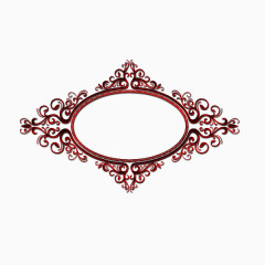砖红色欧式花纹椭圆边框