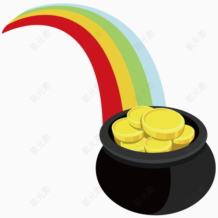矢量手绘金币罐子