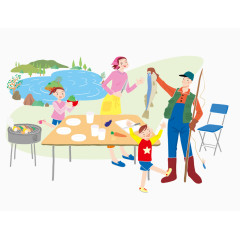 卡通手绘休闲渡假人物素材