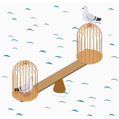 矢量鸟笼和平衡木