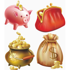 存钱罐钱袋简易画图标元素
