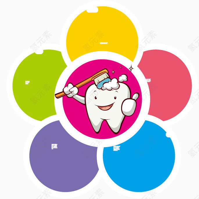 卡通牙齿小贴士矢量