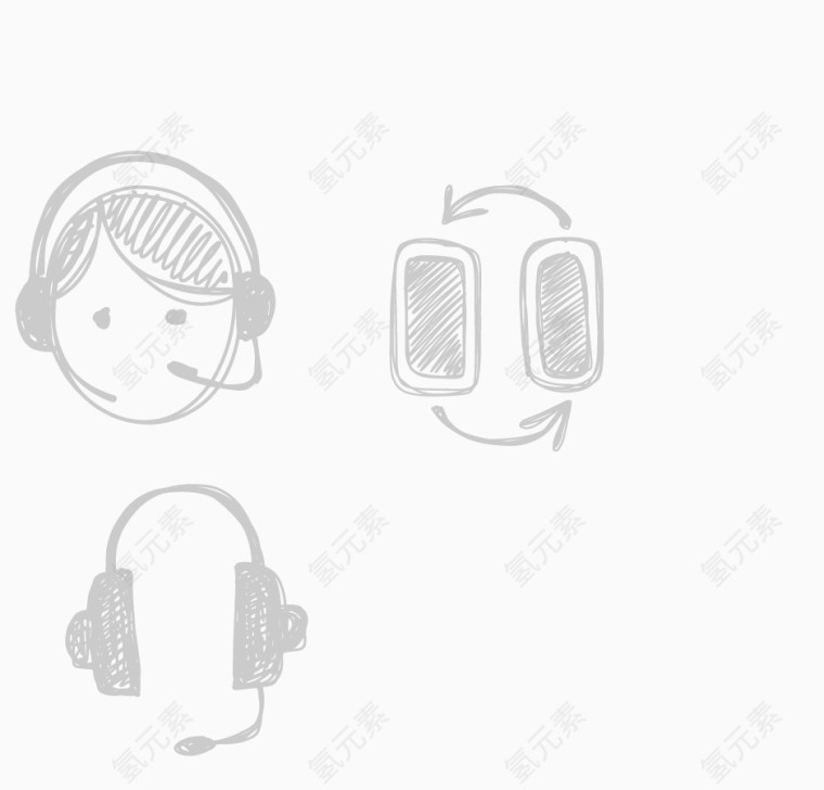 粉笔手绘矢量卡通客服