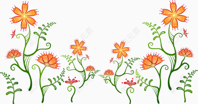 手绘橘色可爱小花朵