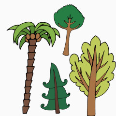 手绘树木免抠素材矢量图