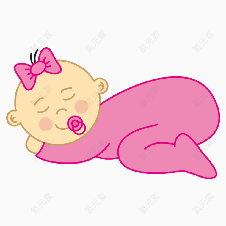 卡通手绘睡觉的婴儿