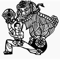 舞狮剪纸艺术剪纸图案图片