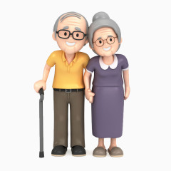 牵手散步的老两口