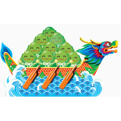 卡通粽子划龙舟