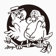 黑白卡通手绘动物插画