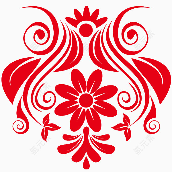红色花纹边框