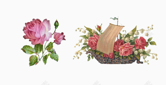 玫瑰和花篮素材