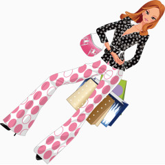 爱购物时尚女士卡通人物卡通手绘装饰元素