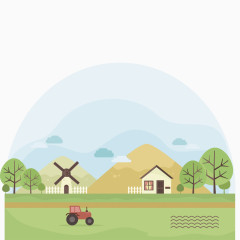 卡通手绘清新风格小村