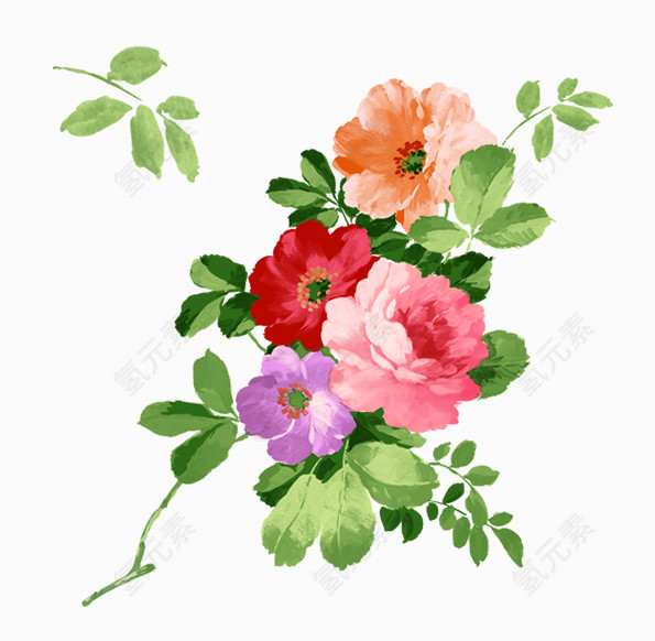 红色小花朵手绘插画