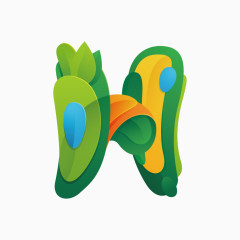 绿色可爱卡通字母字体H