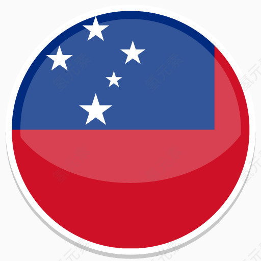 萨摩亚平圆世界国旗图标集