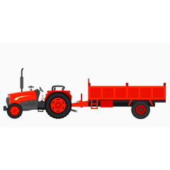 卡通逼真手绘红色长款拉车