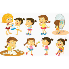 小女孩动作一系列