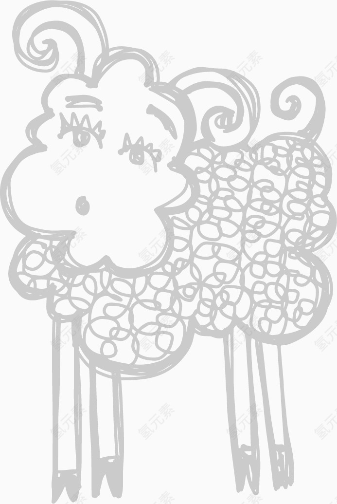 粉笔涂鸦风格绵羊
