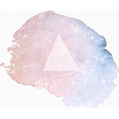 粉蓝渐变星空水彩素材