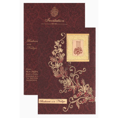 棕色的带花纹的贺卡邀请函