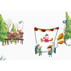 卡通孩子和气球