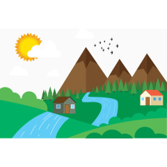 矢量图清清小河