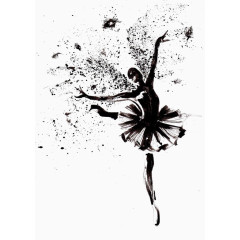 女孩水彩喷溅黑色跳舞舞蹈