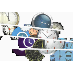 彩色时钟手表过去式图