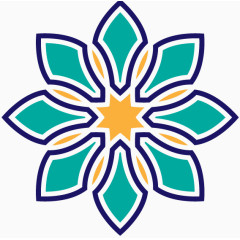 绿色蓝边花形状